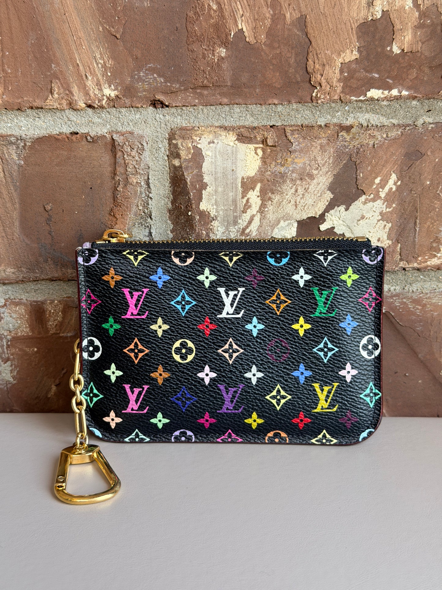 Louis Vuitton Key Pouch Monogram Multicolor Black 45623