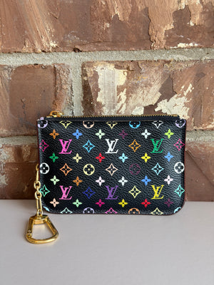 Louis Vuitton Key Pouch Monogram Multicolor Black 45623