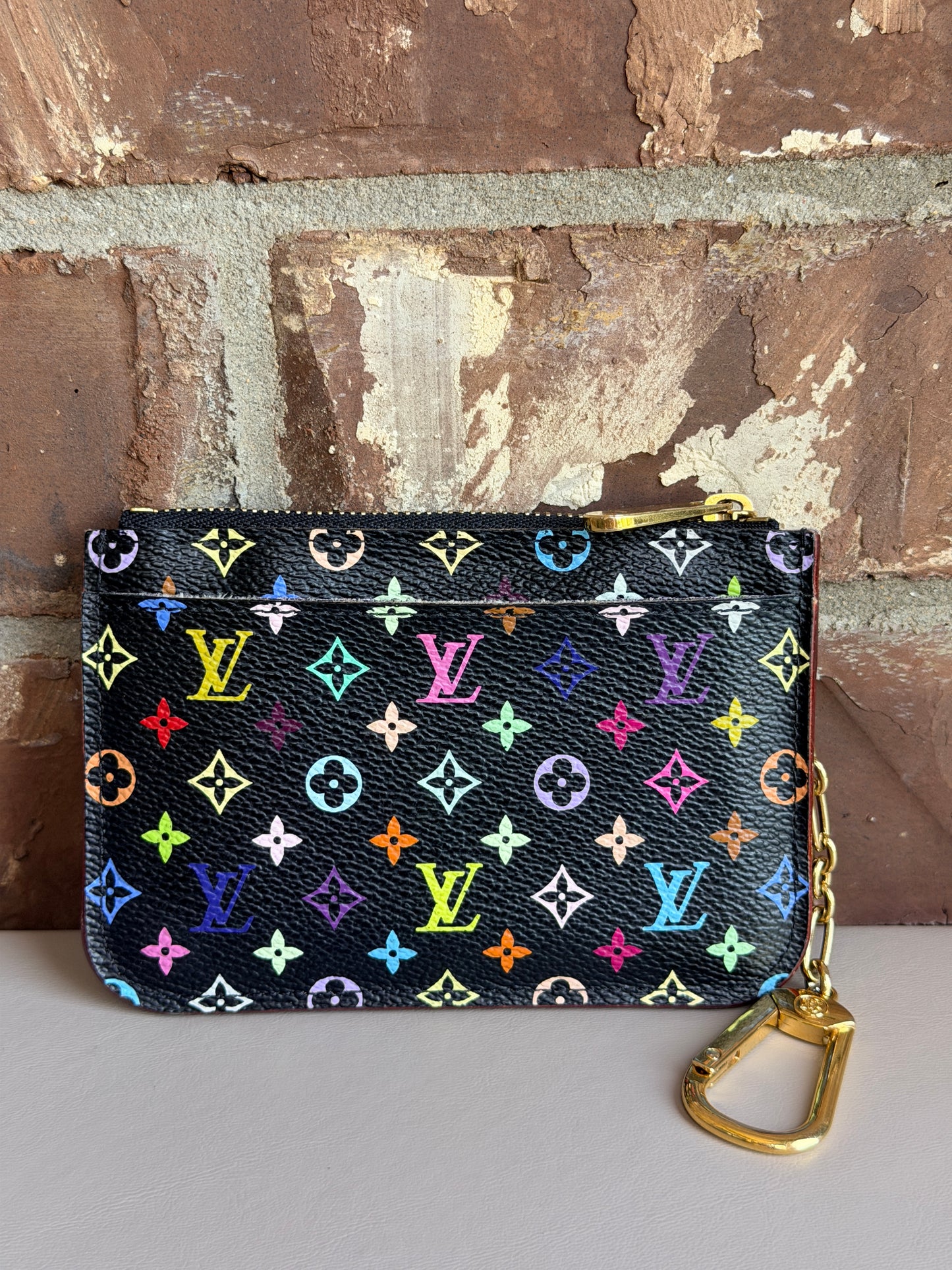 Louis Vuitton Key Pouch Monogram Multicolor Black 45623