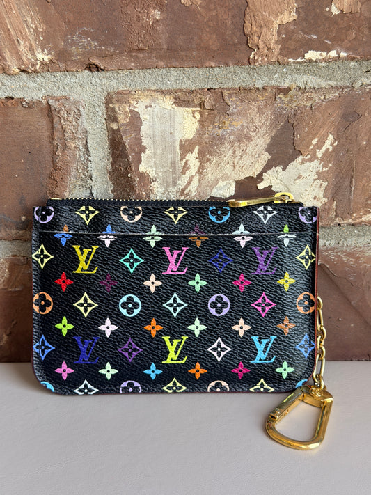 Louis Vuitton Key Pouch Monogram Multicolor Black 45623