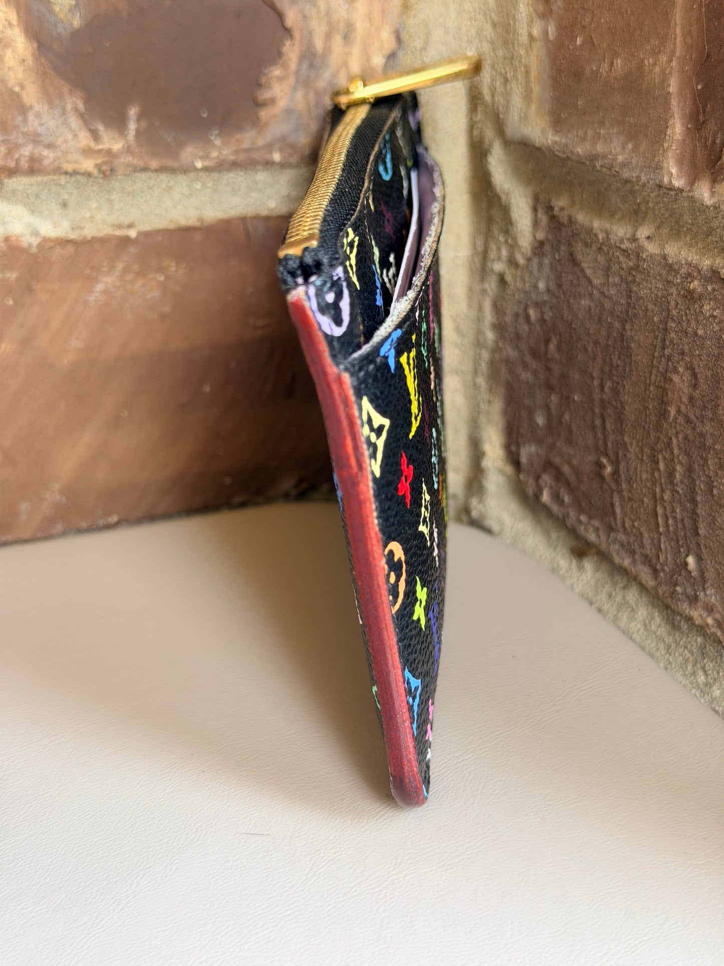 Louis Vuitton Key Pouch Monogram Multicolor Black 45623