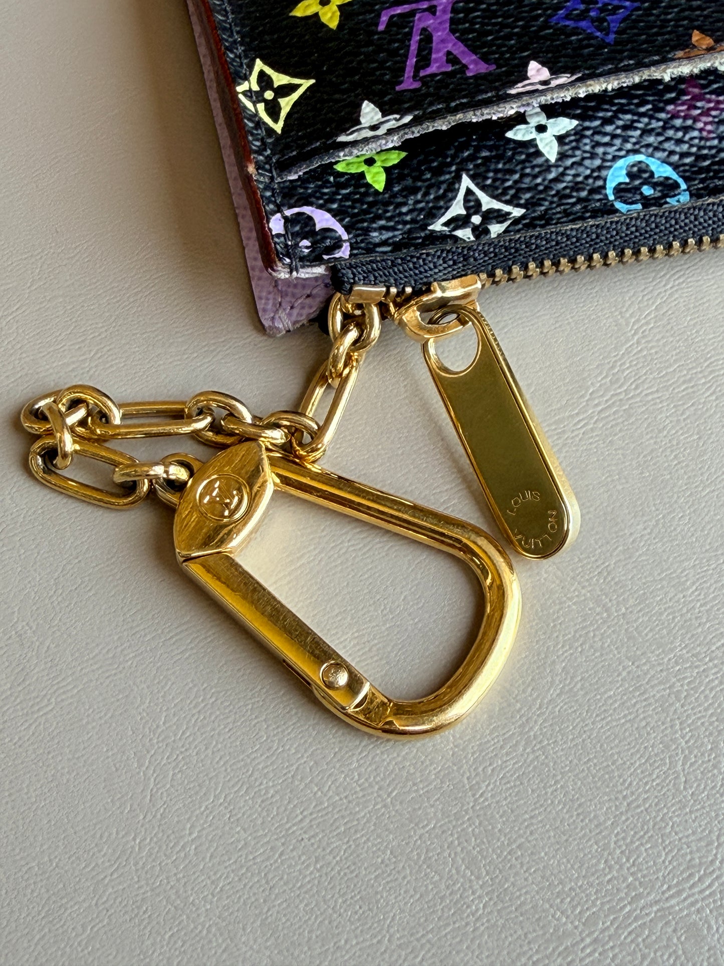 Louis Vuitton Key Pouch Monogram Multicolor Black 45623