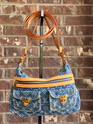 Louis Vuitton Baggy Handbag Denim PM	Blue 52384