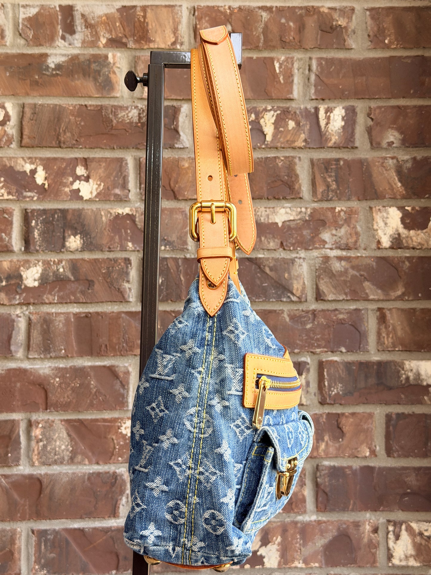 Louis Vuitton Baggy Handbag Denim PM	Blue 52384