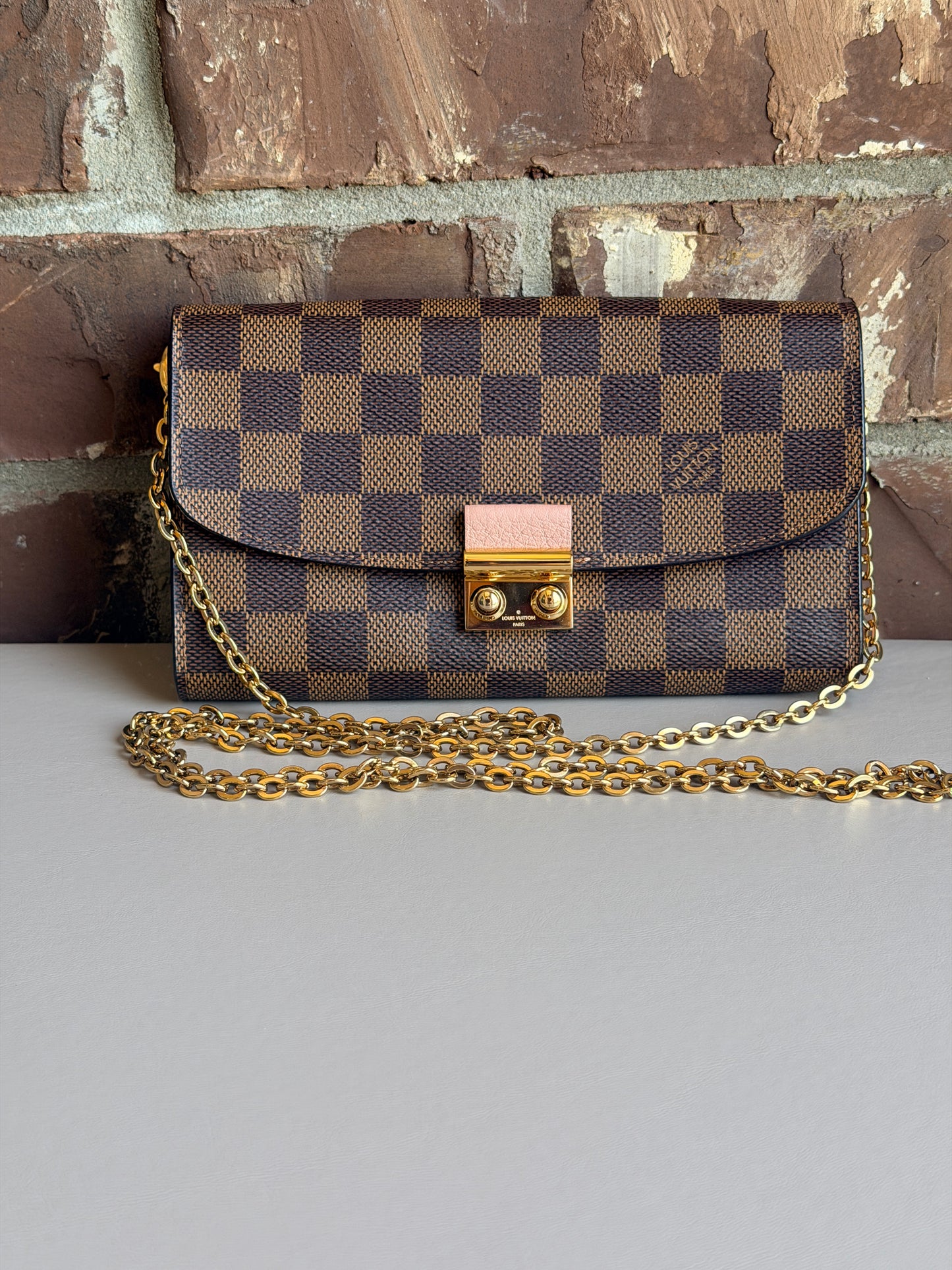 Louis Vuitton Croisette Chain Wallet Damier Ebene 47392