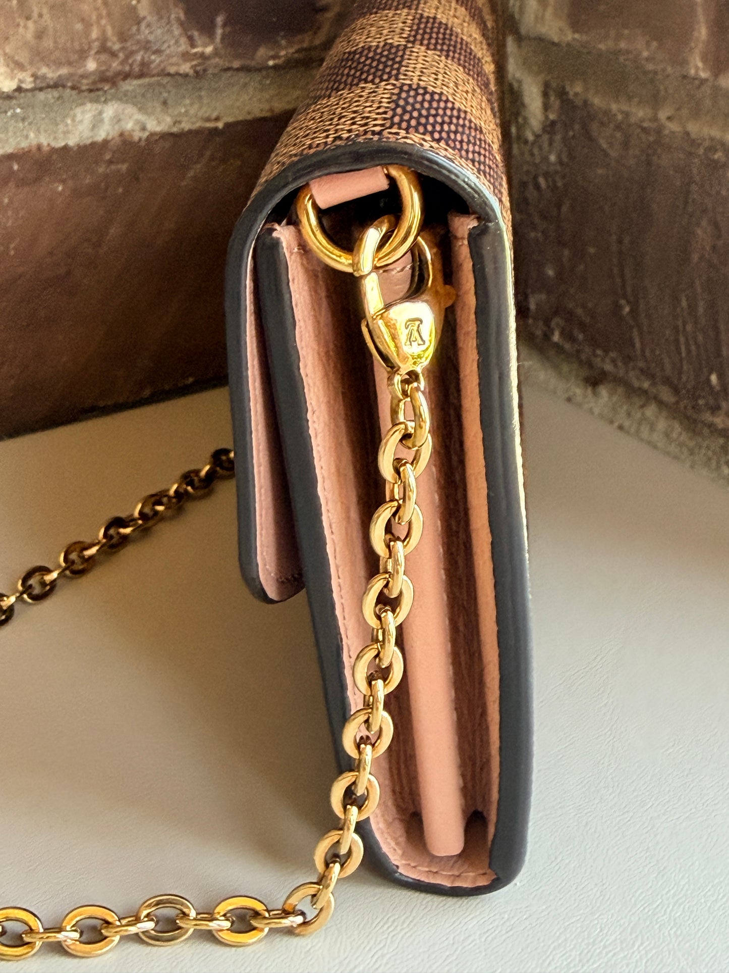 Louis Vuitton Croisette Chain Wallet Damier Ebene 47392