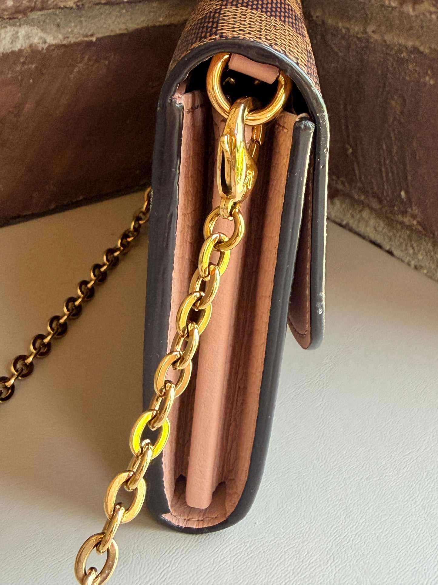 Louis Vuitton Croisette Chain Wallet Damier Ebene 47392