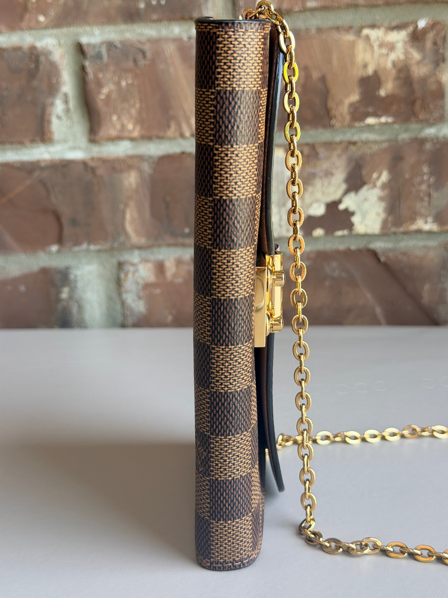 Louis Vuitton Croisette Chain Wallet Damier Ebene 47392