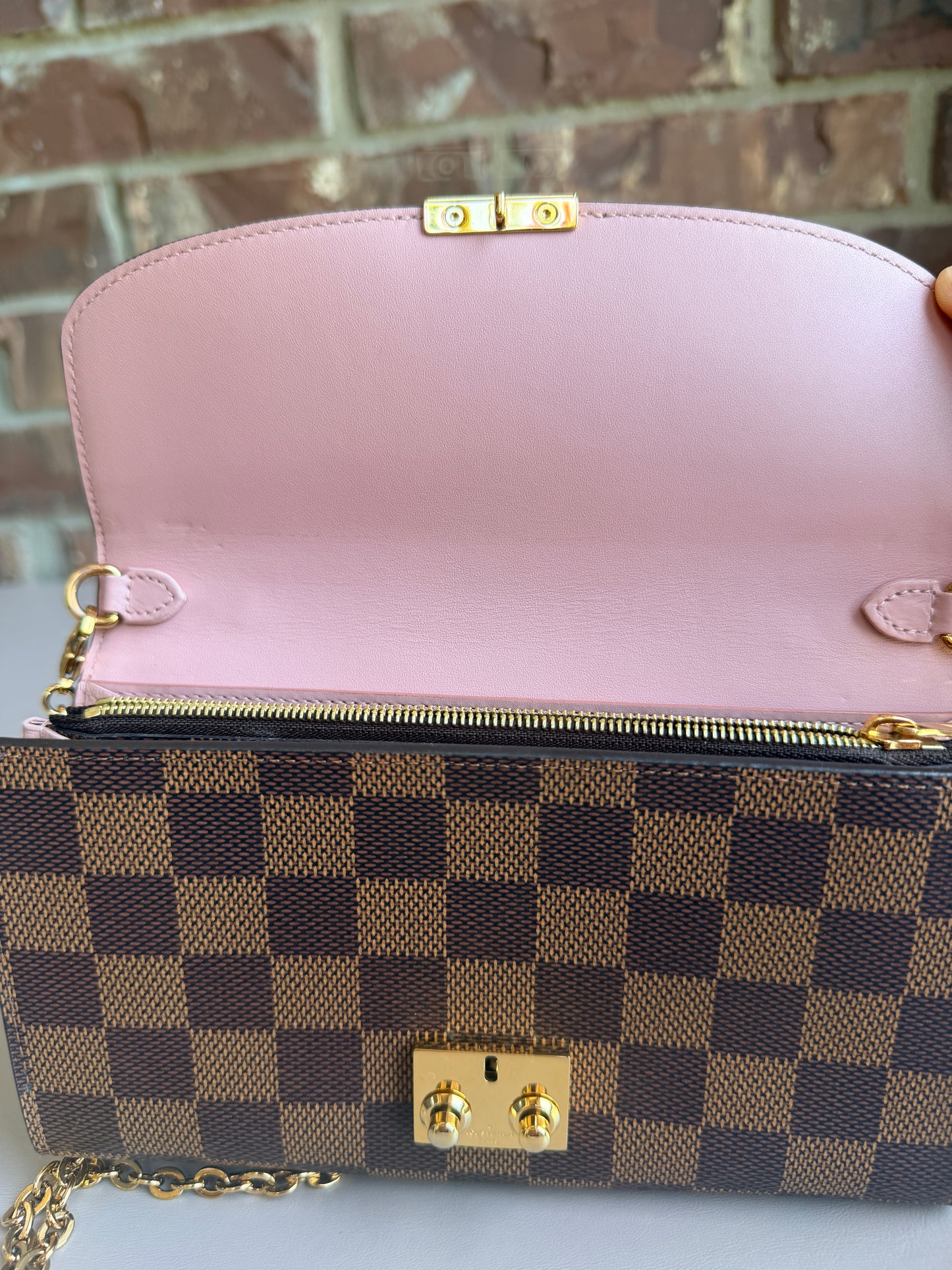 Louis Vuitton Croisette Chain Wallet Damier Ebene 47392