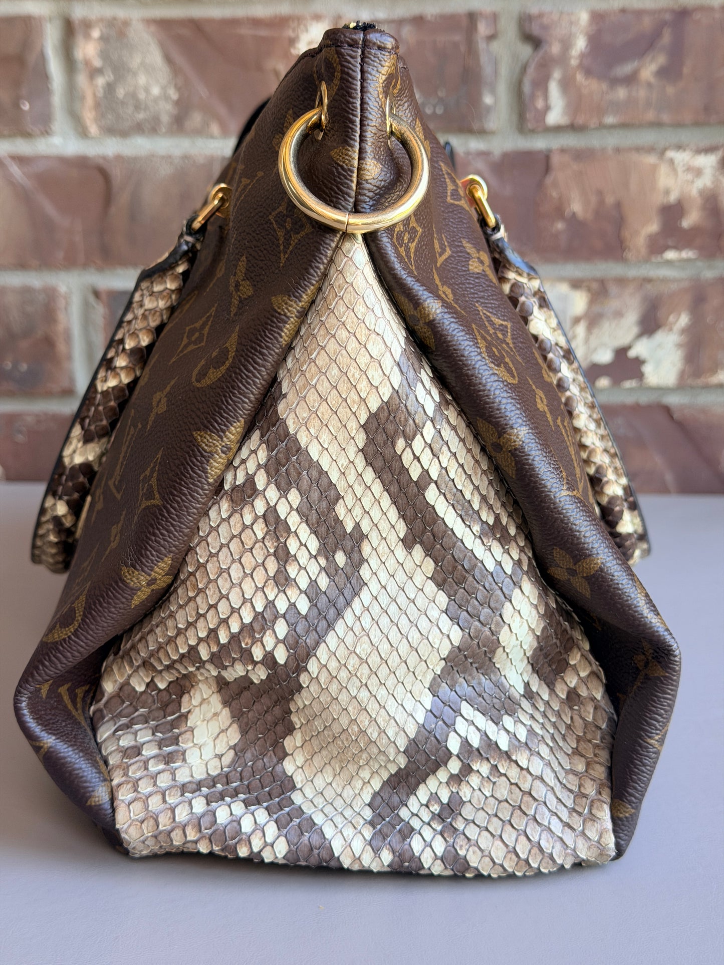 Louis Vuitton Pallas Tote Monogram Canvas with Python 93737