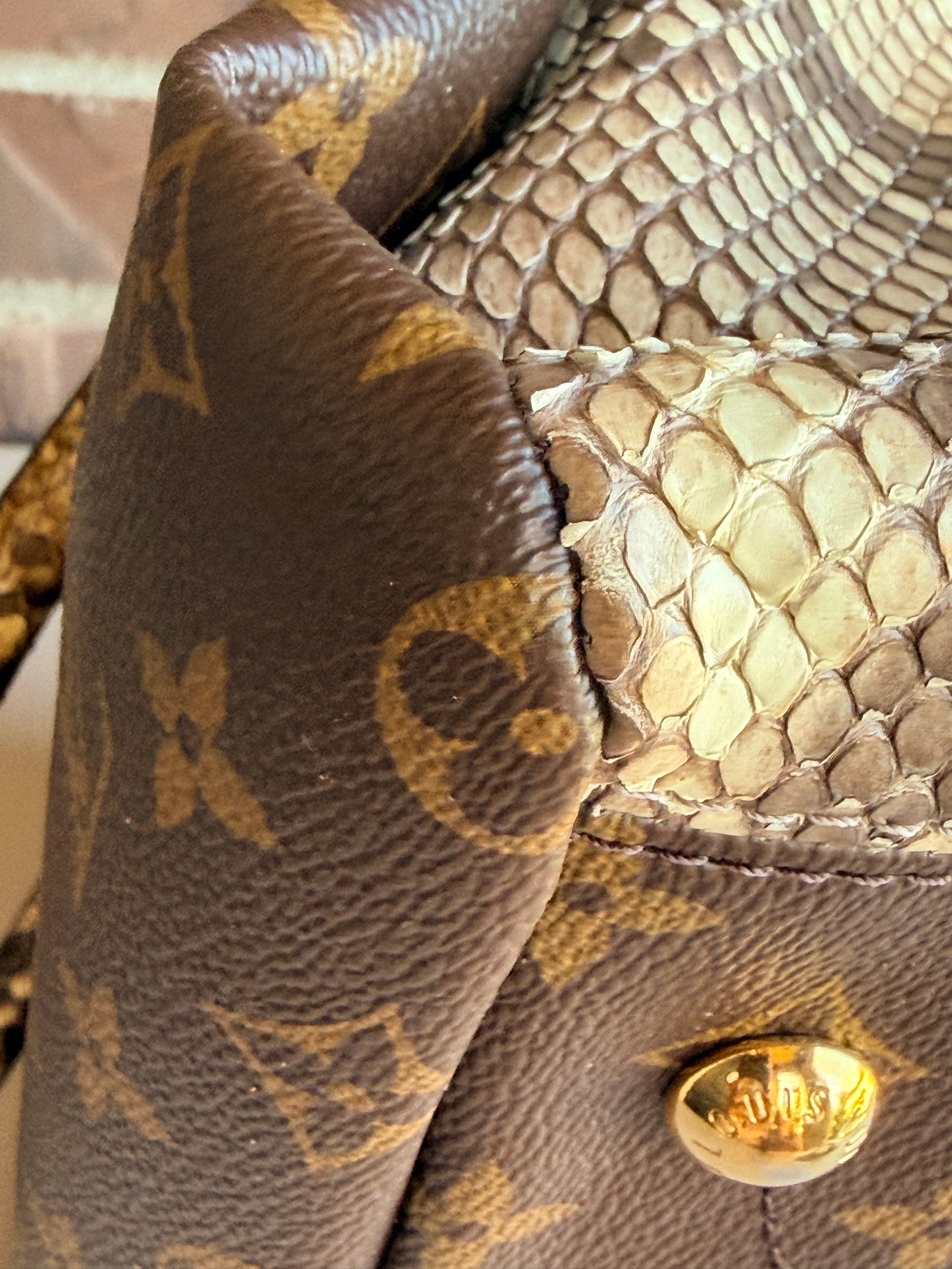Louis Vuitton Pallas Tote Monogram Canvas with Python 93737