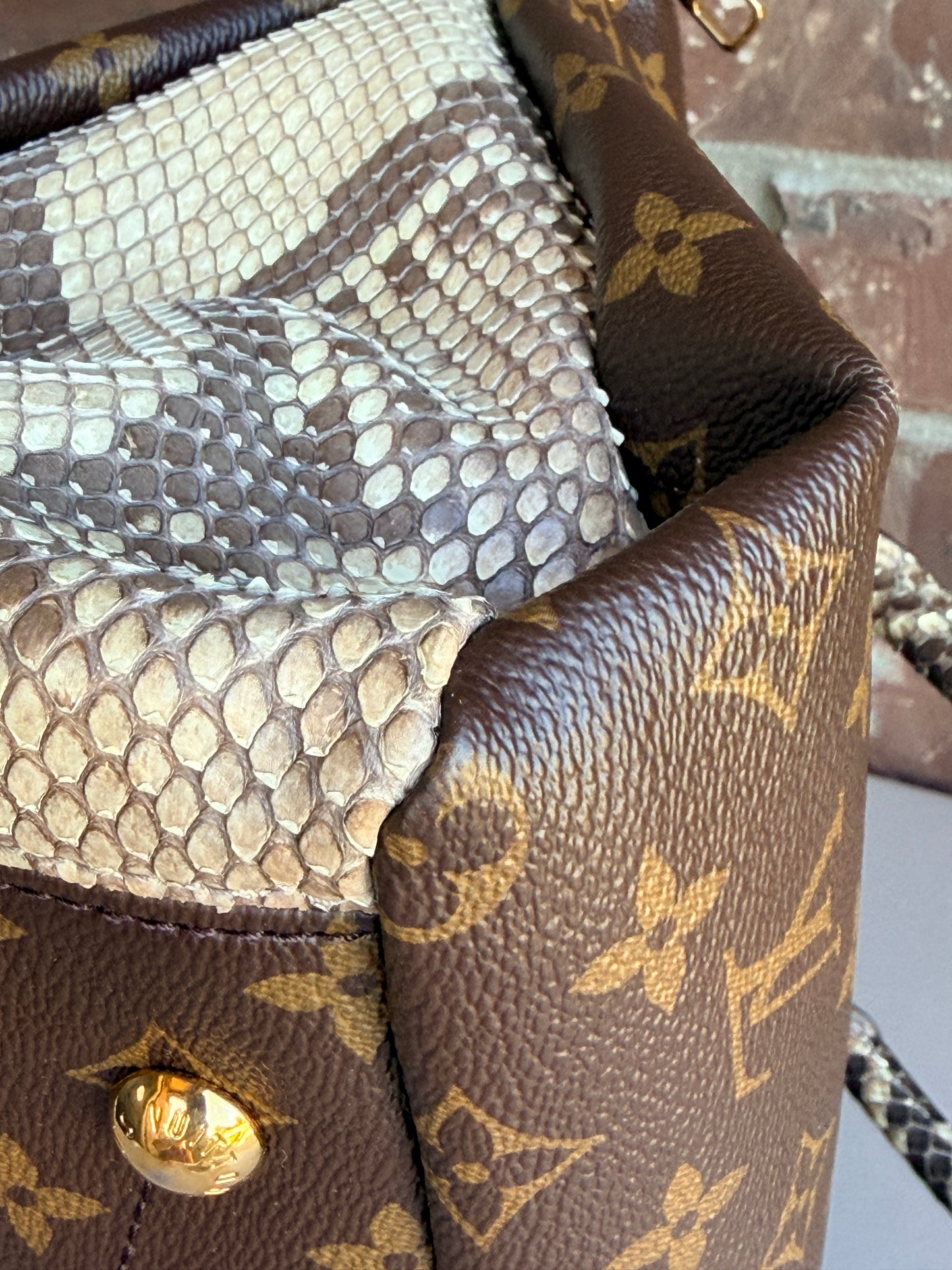 Louis Vuitton Pallas Tote Monogram Canvas with Python 93737