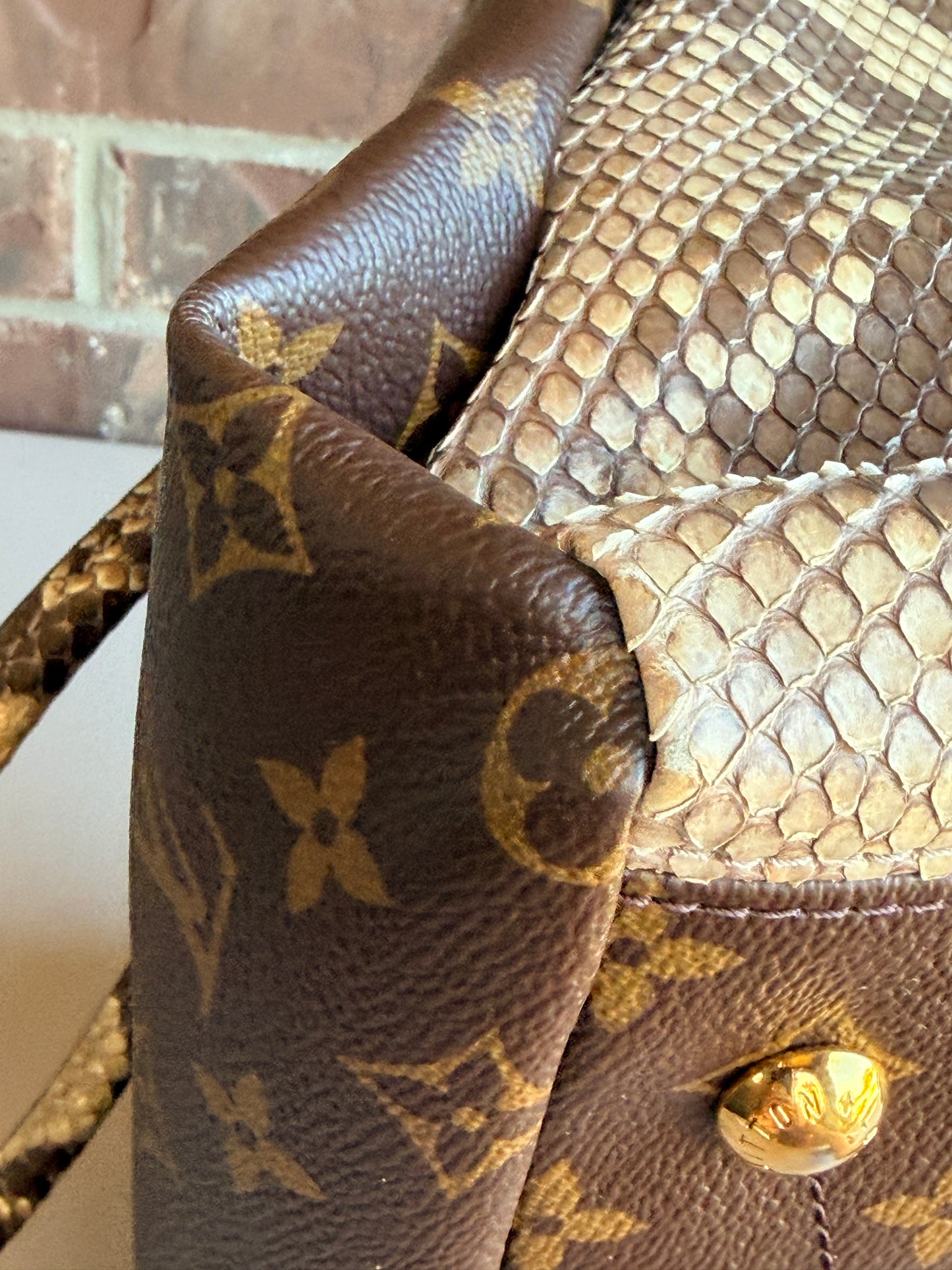 Louis Vuitton Pallas Tote Monogram Canvas with Python 93737