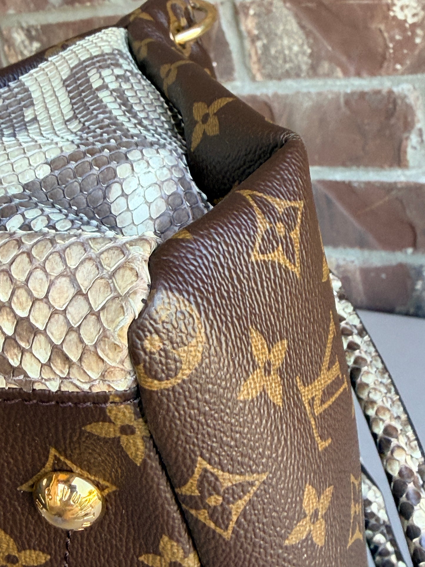 Louis Vuitton Pallas Tote Monogram Canvas with Python 93737