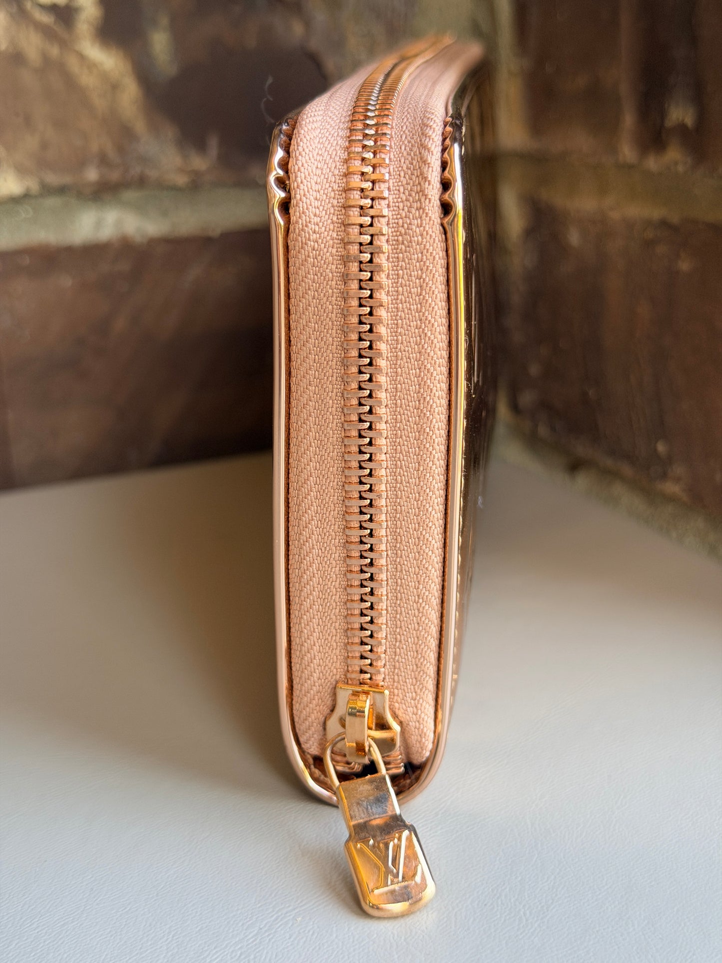 Louis Vuitton Zippy Wallet Monogram Mirror Coated Canvas Copper 72610