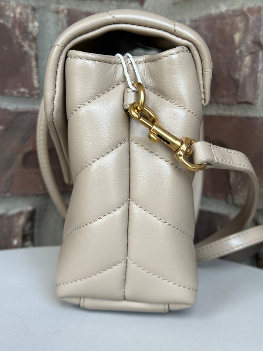 Saint Laurent Loulou Shoulder Bag Matelasse Chevron Leather Toy Cream 47869