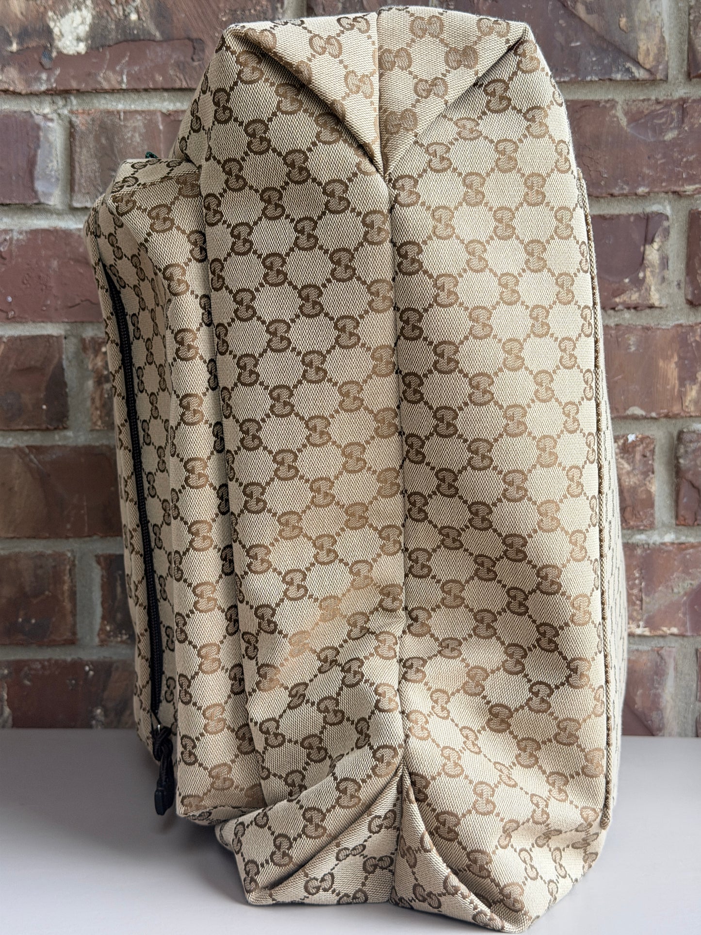Gucci Front Pocket Debossed Logo Tote GG Canvas Large Brown 84843
