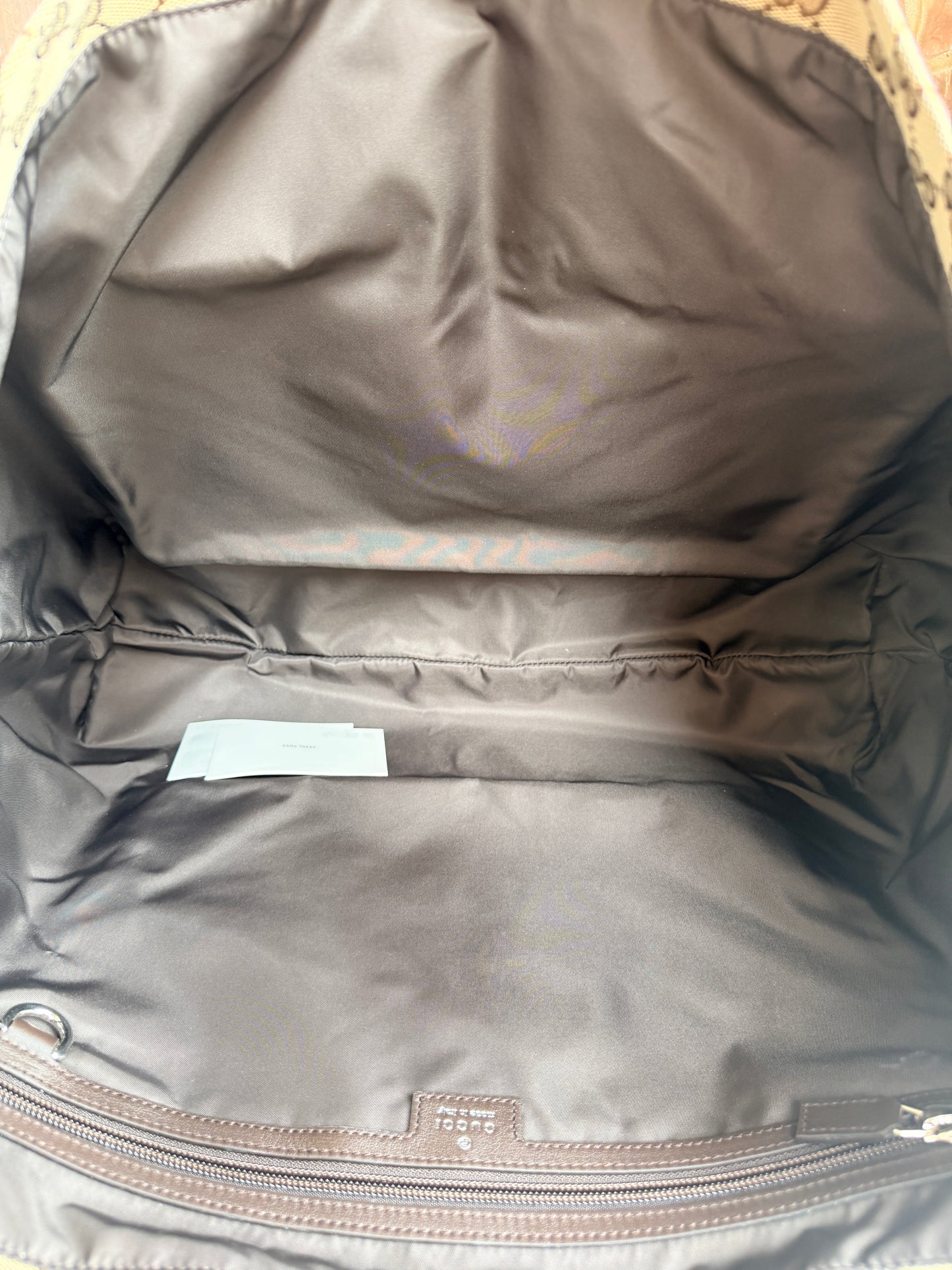 Gucci Front Pocket Debossed Logo Tote GG Canvas Large Brown 84843