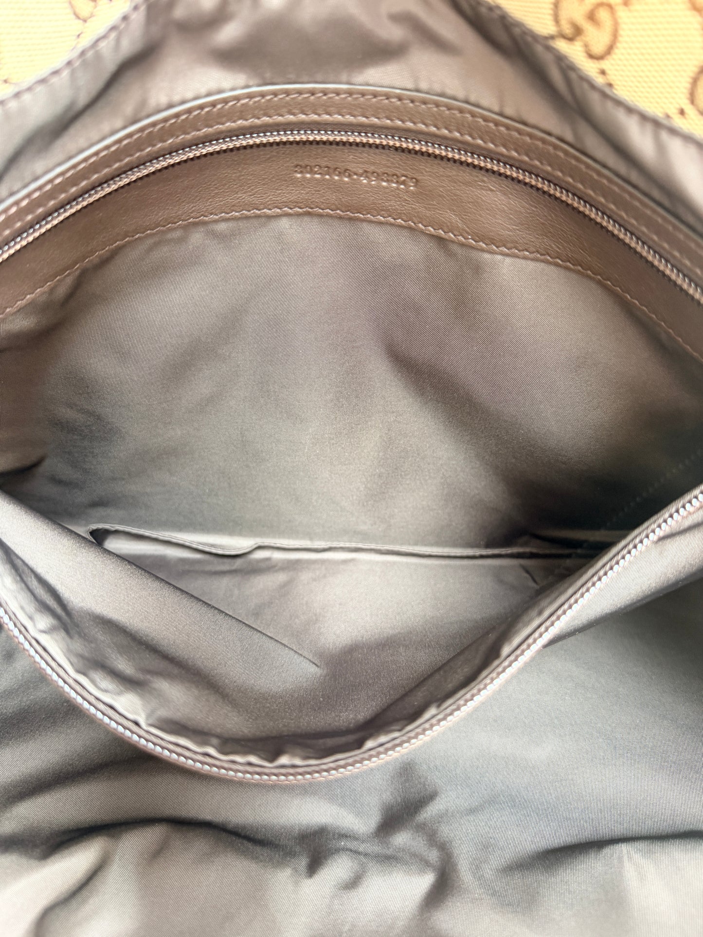 Gucci Front Pocket Debossed Logo Tote GG Canvas Large Brown 84843