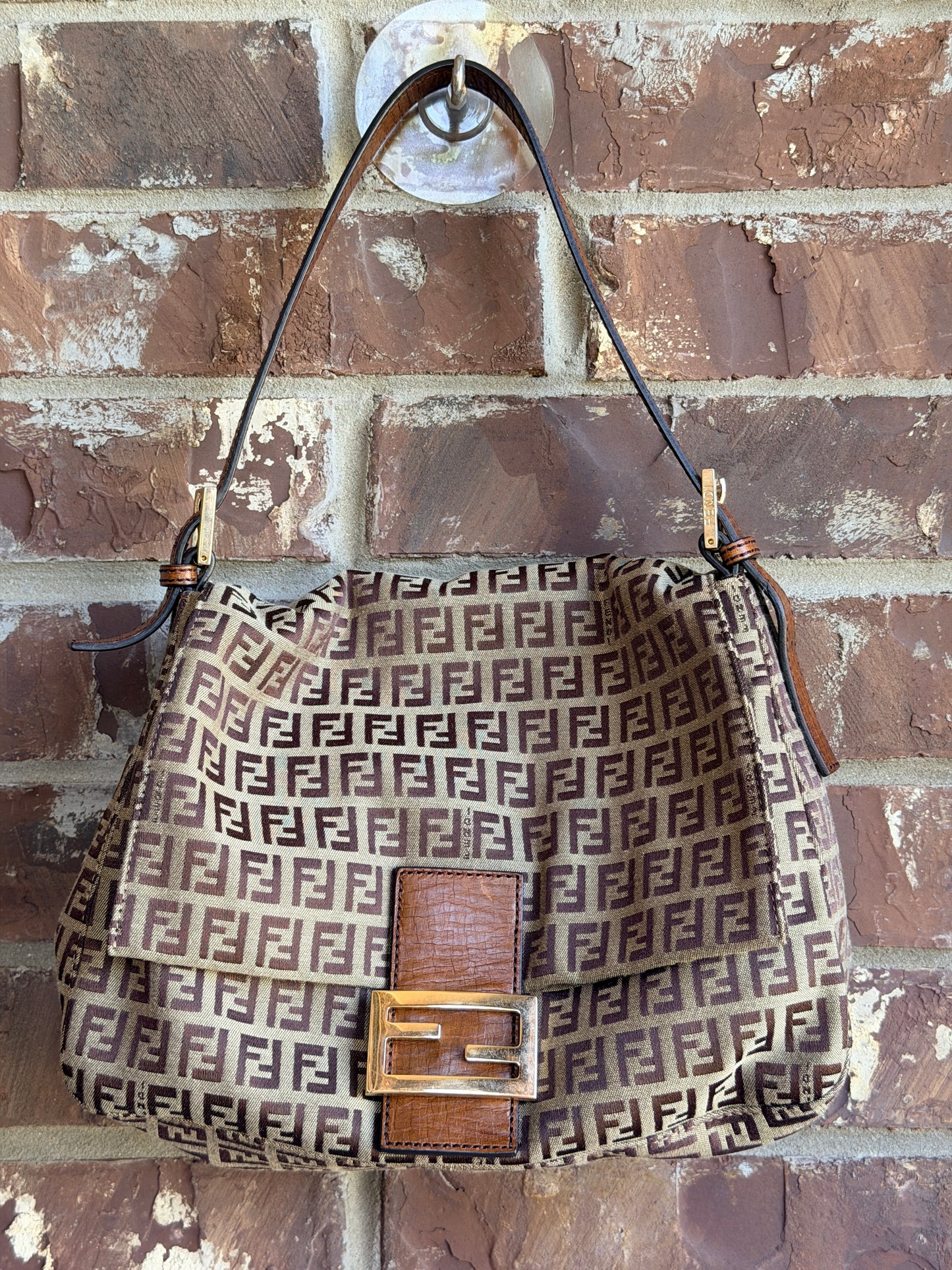 Fendi Mama Forever Bag Zucchino Canvas Brown 54673