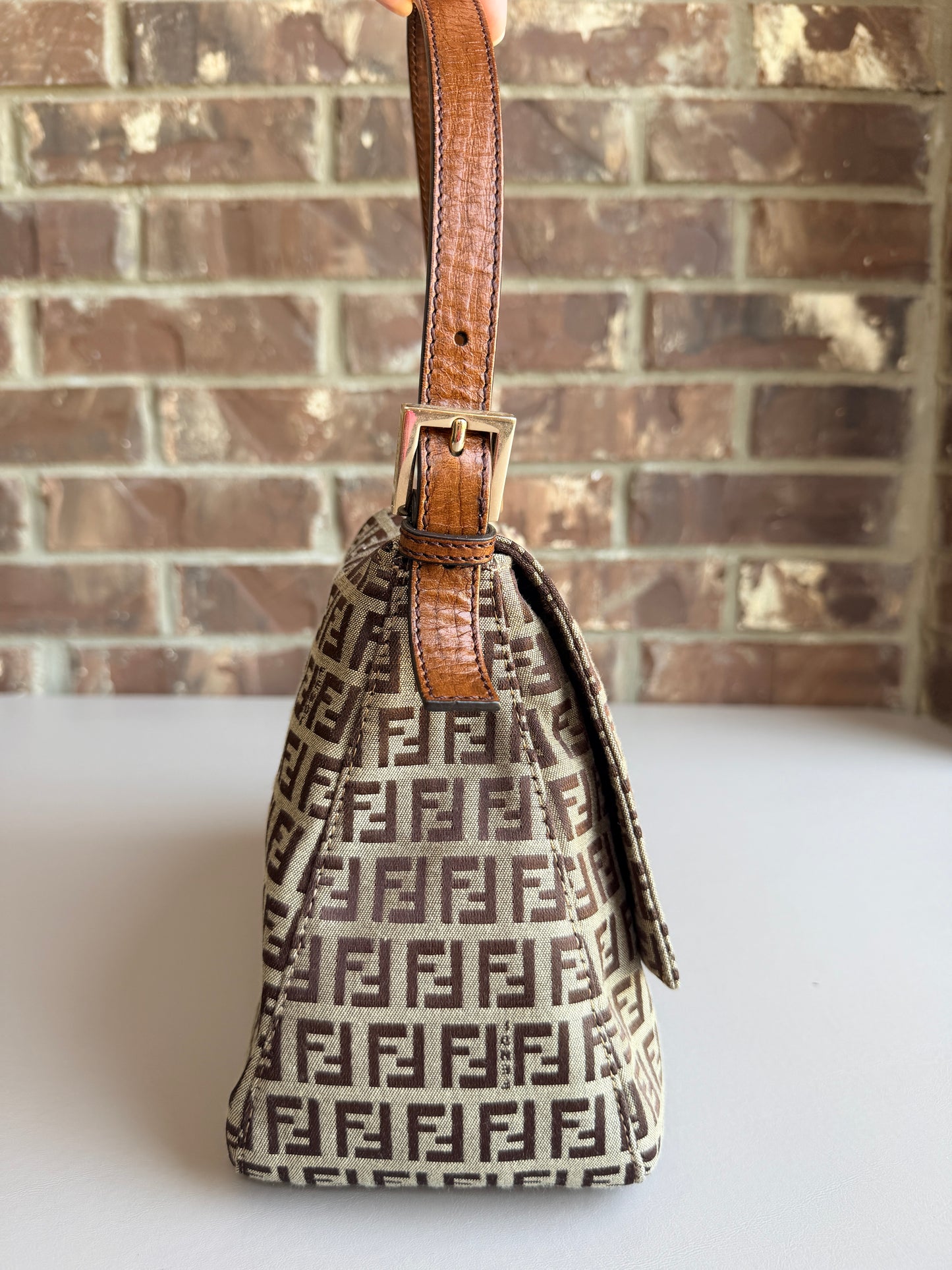 Fendi Mama Forever Bag Zucchino Canvas Brown 54673