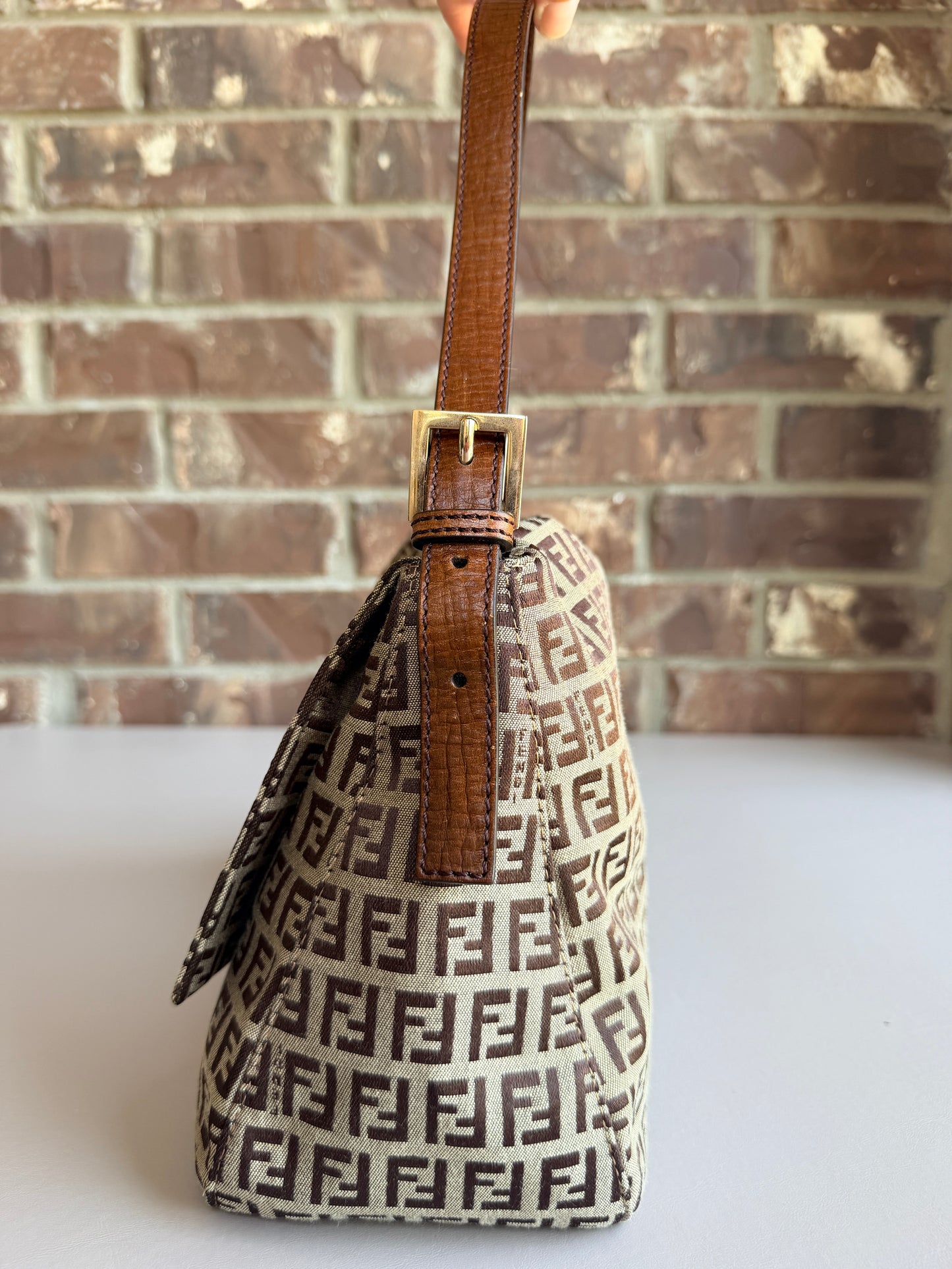 Fendi Mama Forever Bag Zucchino Canvas Brown 54673