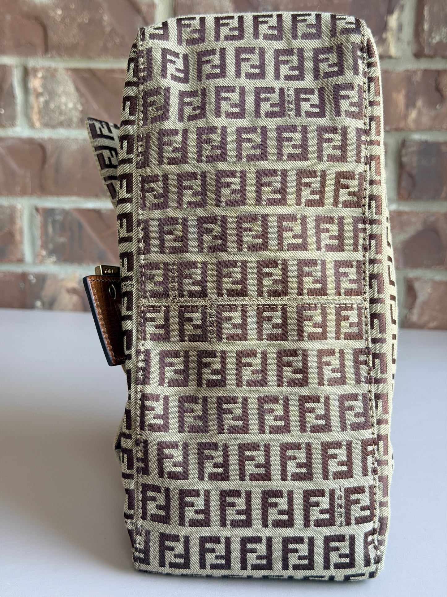 Fendi Mama Forever Bag Zucchino Canvas Brown 54673