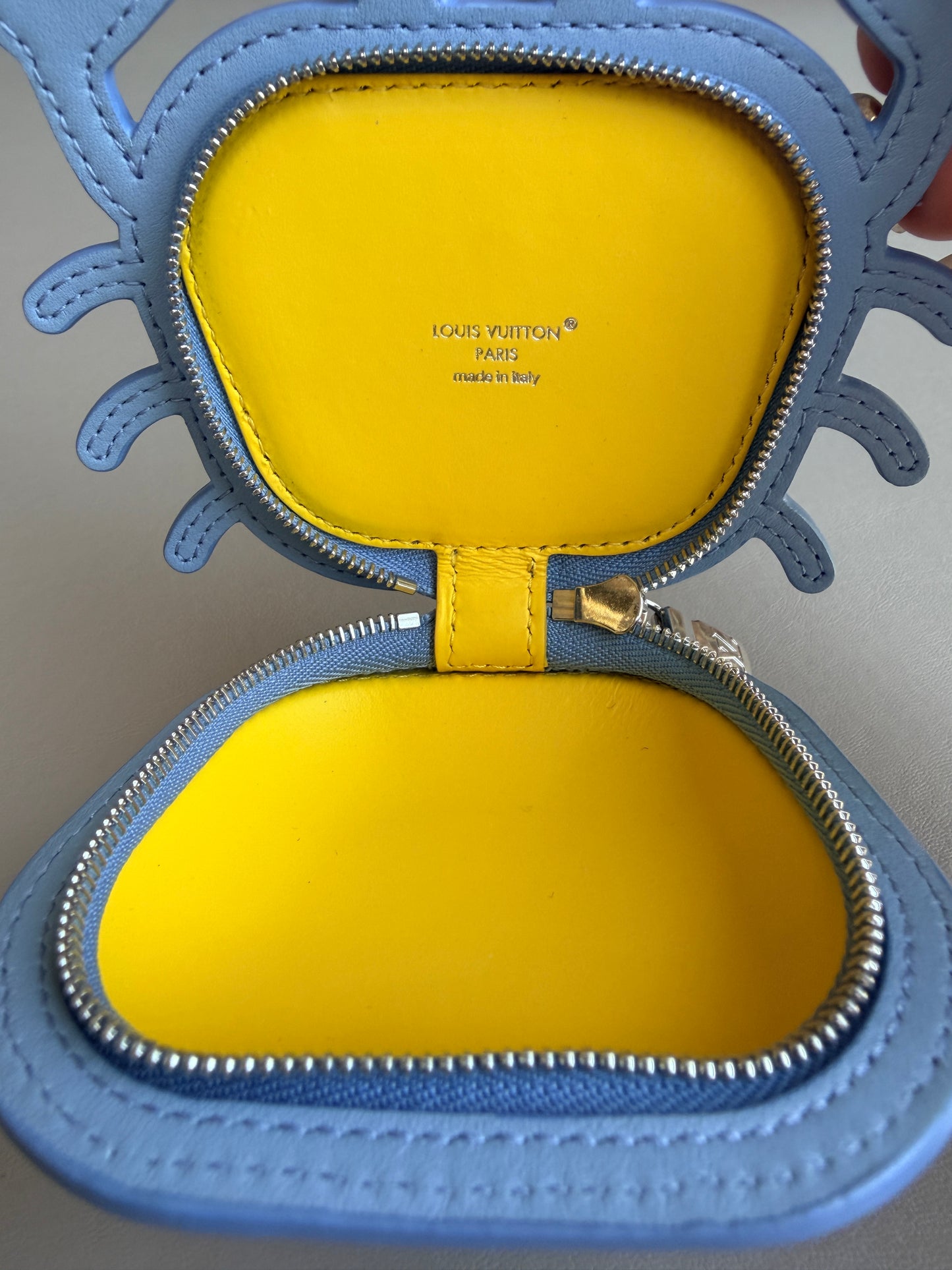 Louis Vuitton Crab Bag Charm and Key Holder Leather Blue	73957