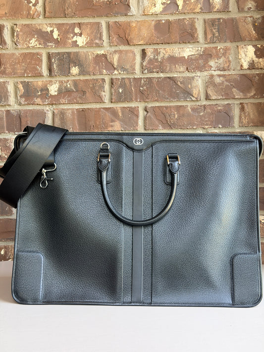 Gucci Interlocking G Convertible Briefcase Leather Large Black 67345