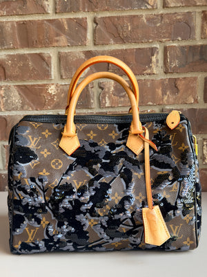 Louis Vuitton Speedy Handbag Fleur De Jais Monogram Canvas 30 Brown 50085