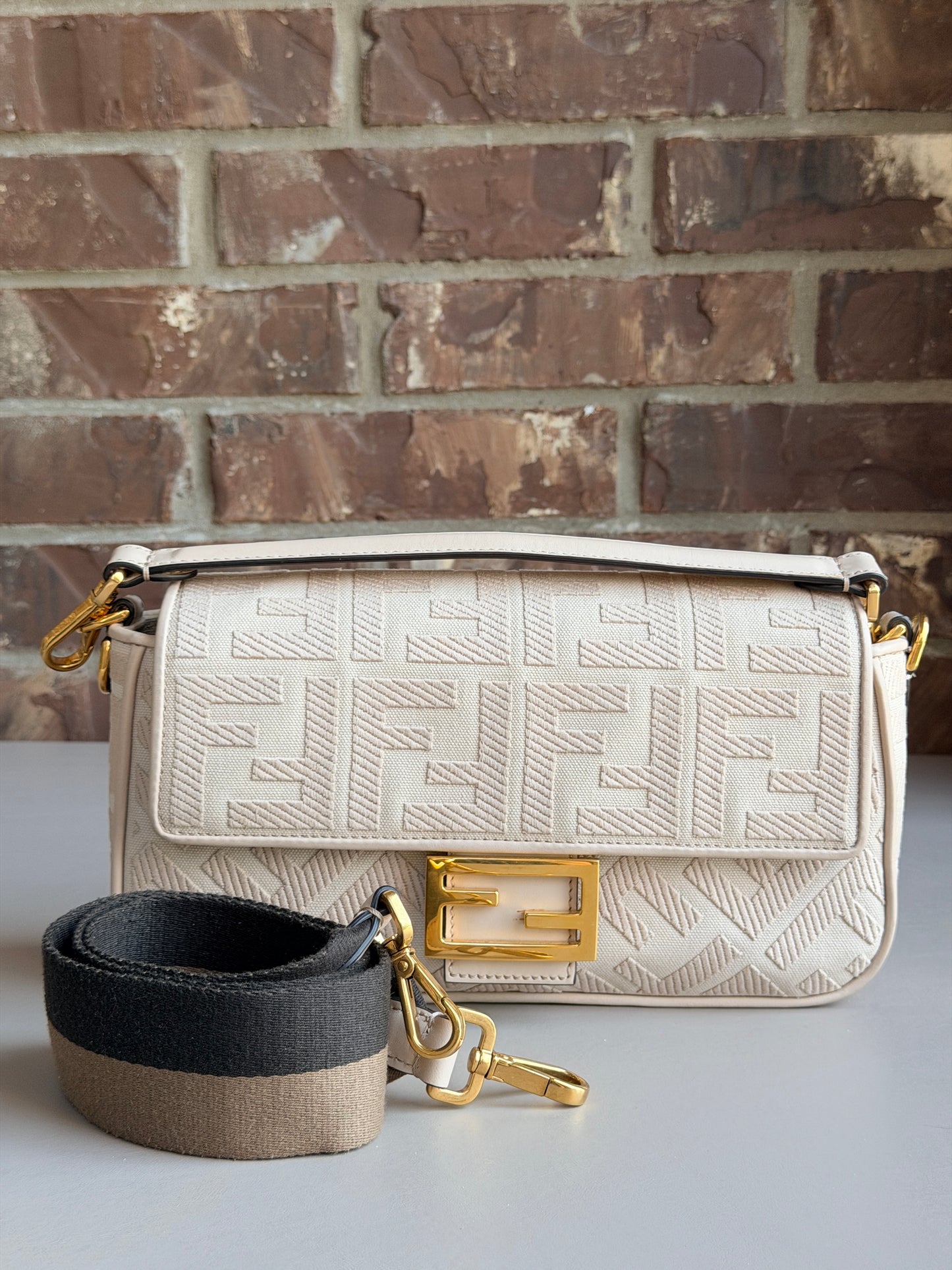 Fendi Baguette NM Bag Zucca Embroidered Canvas Medium 29018