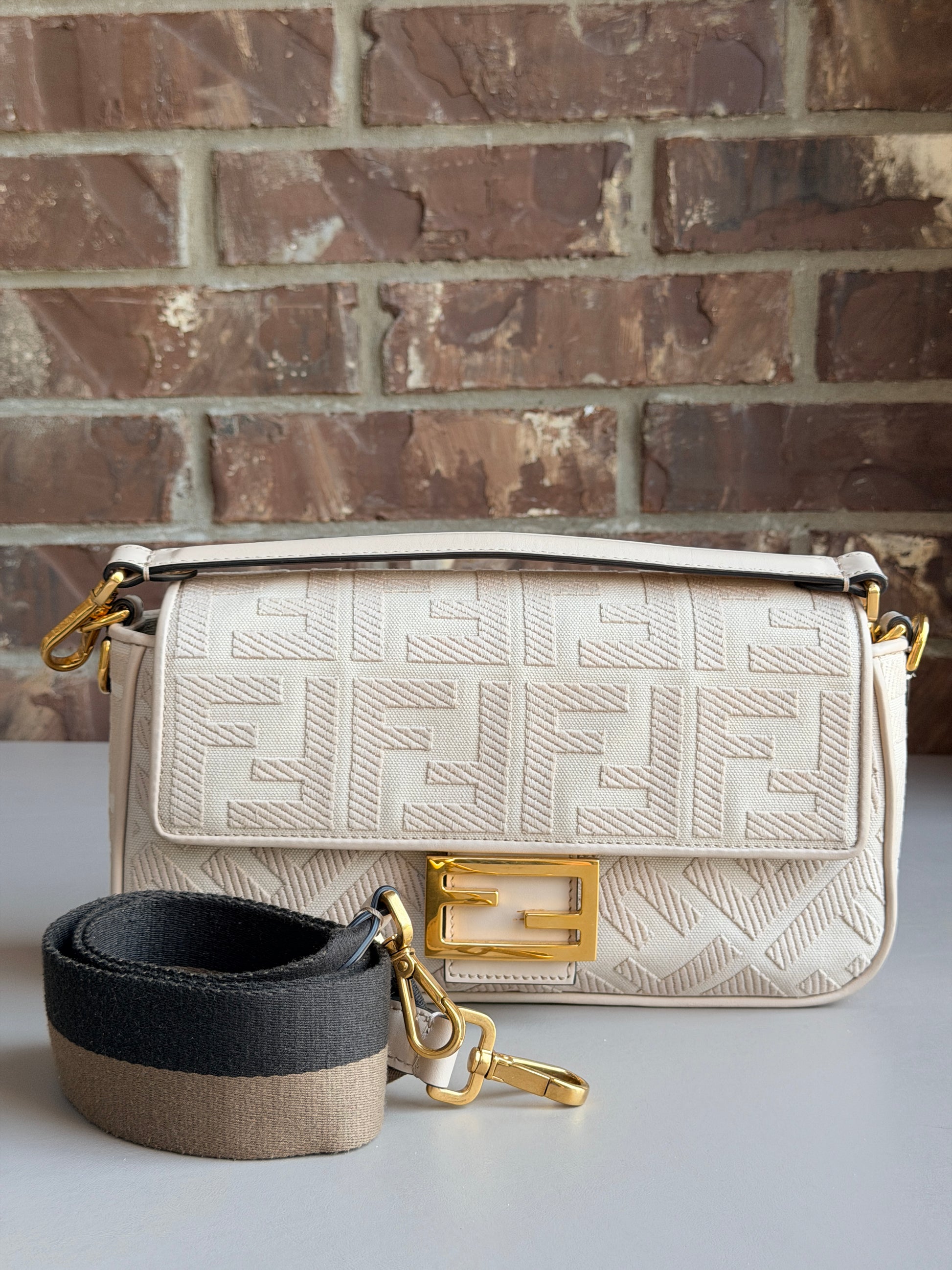 Fendi Baguette NM Bag Zucca Embroidered Canvas Medium 29018