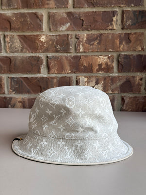 Louis Vuitton Bob Bucket Hat Monogram Jacquard Denim Grey 74573