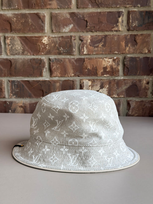 Louis Vuitton Bob Bucket Hat Monogram Jacquard Denim Grey 74573