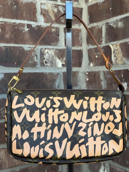 Louis Vuitton Monogram Graffiti Pochette Accessories Peach 48734