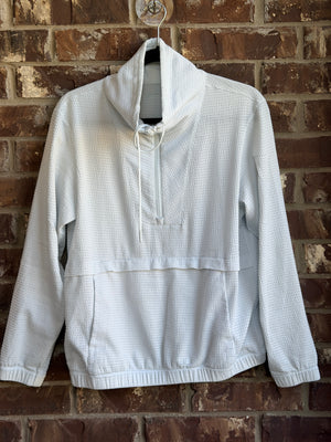Lululemon Women's Light Blue Textured Waffle Knit Half Zip Pullover Sweatshirt