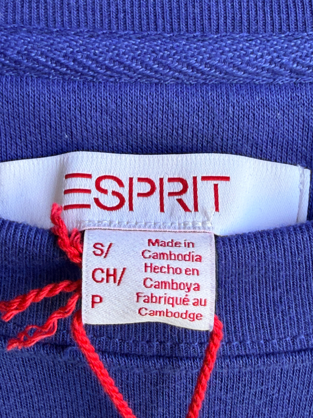 NWT Esprit Women's Logo Fleece Crewneck Sweatshirt Blue Size S Embroidered