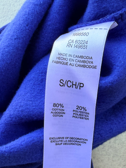 NWT Esprit Women's Logo Fleece Crewneck Sweatshirt Blue Size S Embroidered