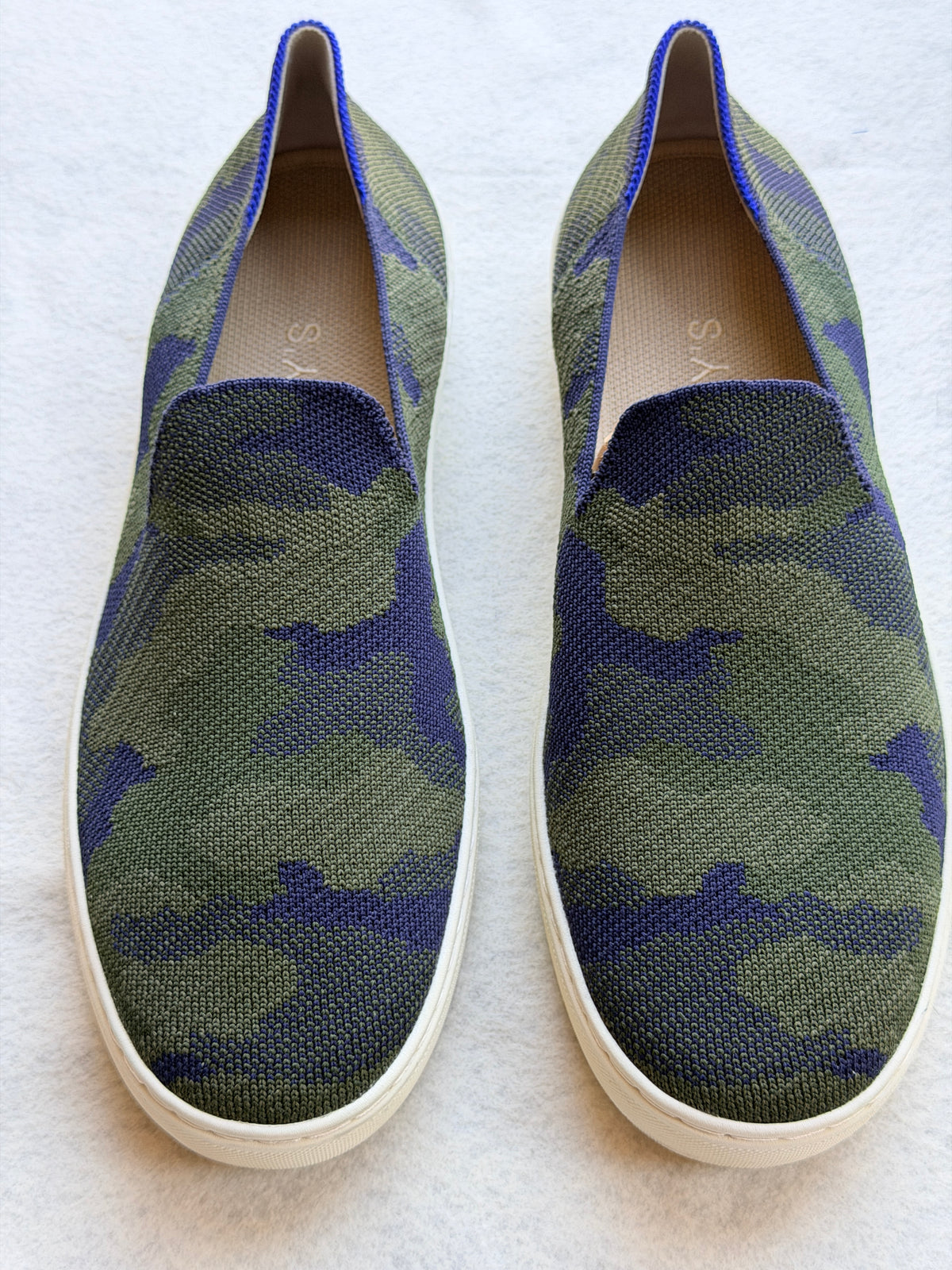 Rothy's The Loafer Olive Camo Women's Size 11 Green Blue Knit Slip On Shoes