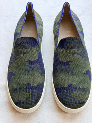 Rothy's The Loafer Olive Camo Women's Size 11 Green Blue Knit Slip On Shoes