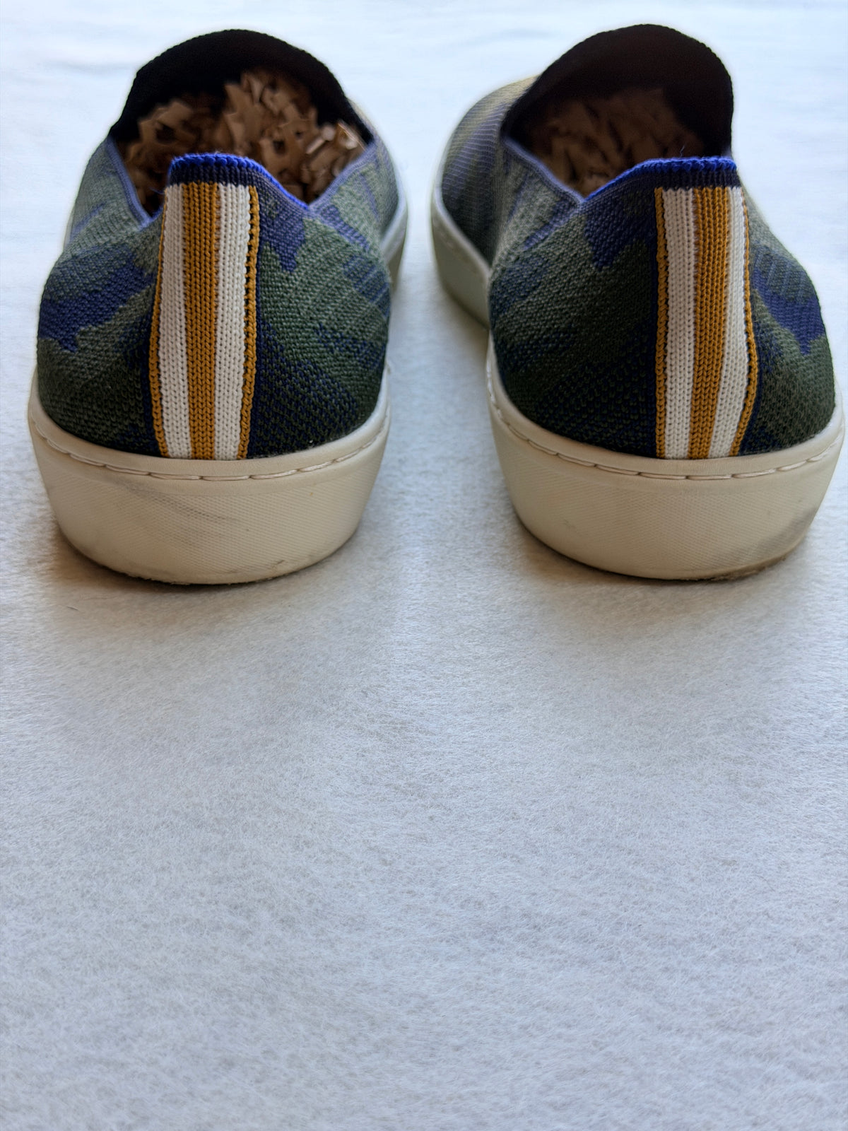 Rothy's The Loafer Olive Camo Women's Size 11 Green Blue Knit Slip On Shoes