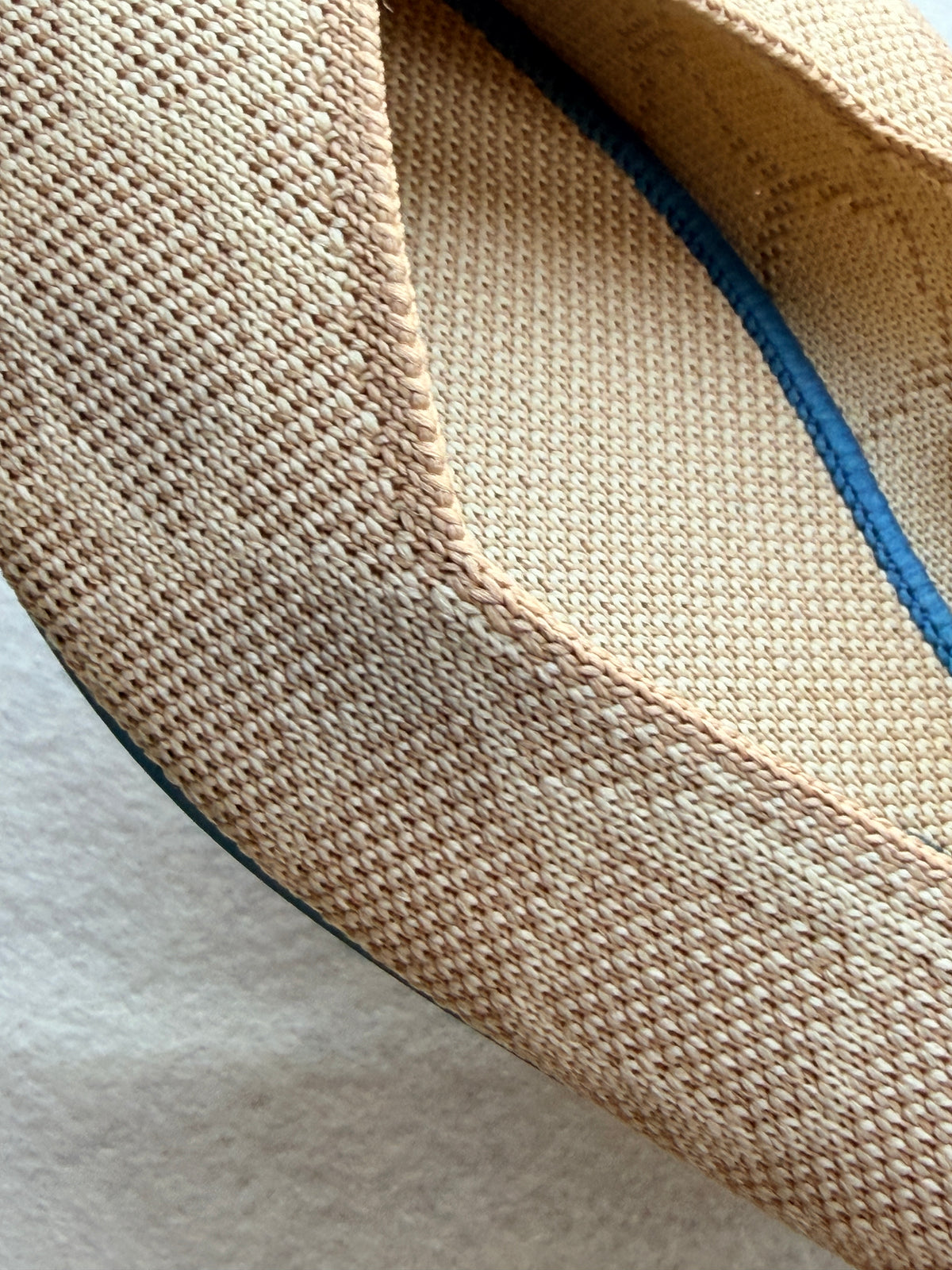 Rothy's The Point Women's Size 11 Beige Tan Blue Trim Knit Pointed Toe Flats