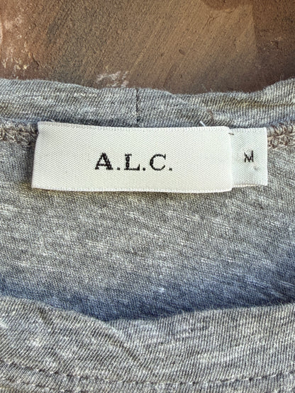 A.L.C. Women's Gray Ruched Puff Sleeve T-Shirt Top Size M
