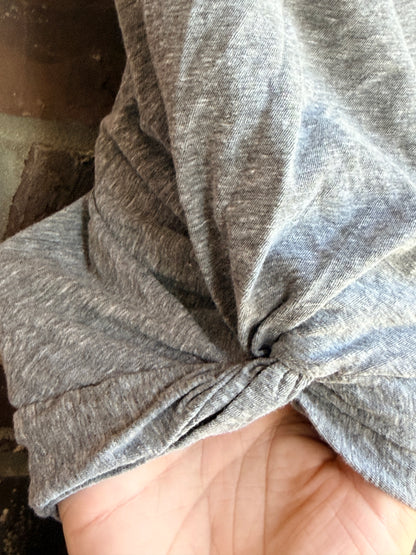 A.L.C. Women's Gray Ruched Puff Sleeve T-Shirt Top Size M