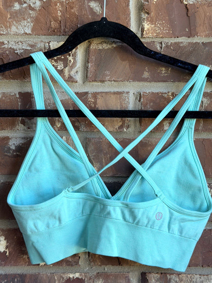 Lululemon Seamless Strappy Sports Bra Aqua Blue Size 8