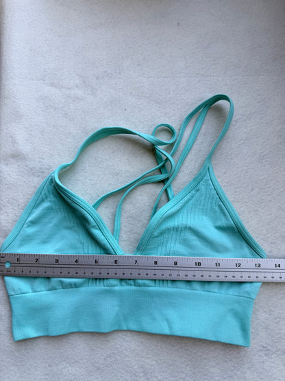 Lululemon Seamless Strappy Sports Bra Aqua Blue Size 8