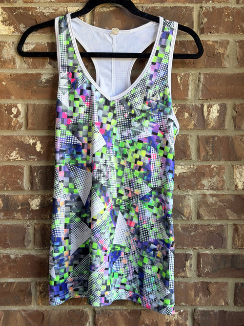 FILA Sport Women's Large Geometric Racerback Performance Tank Top Multicolor