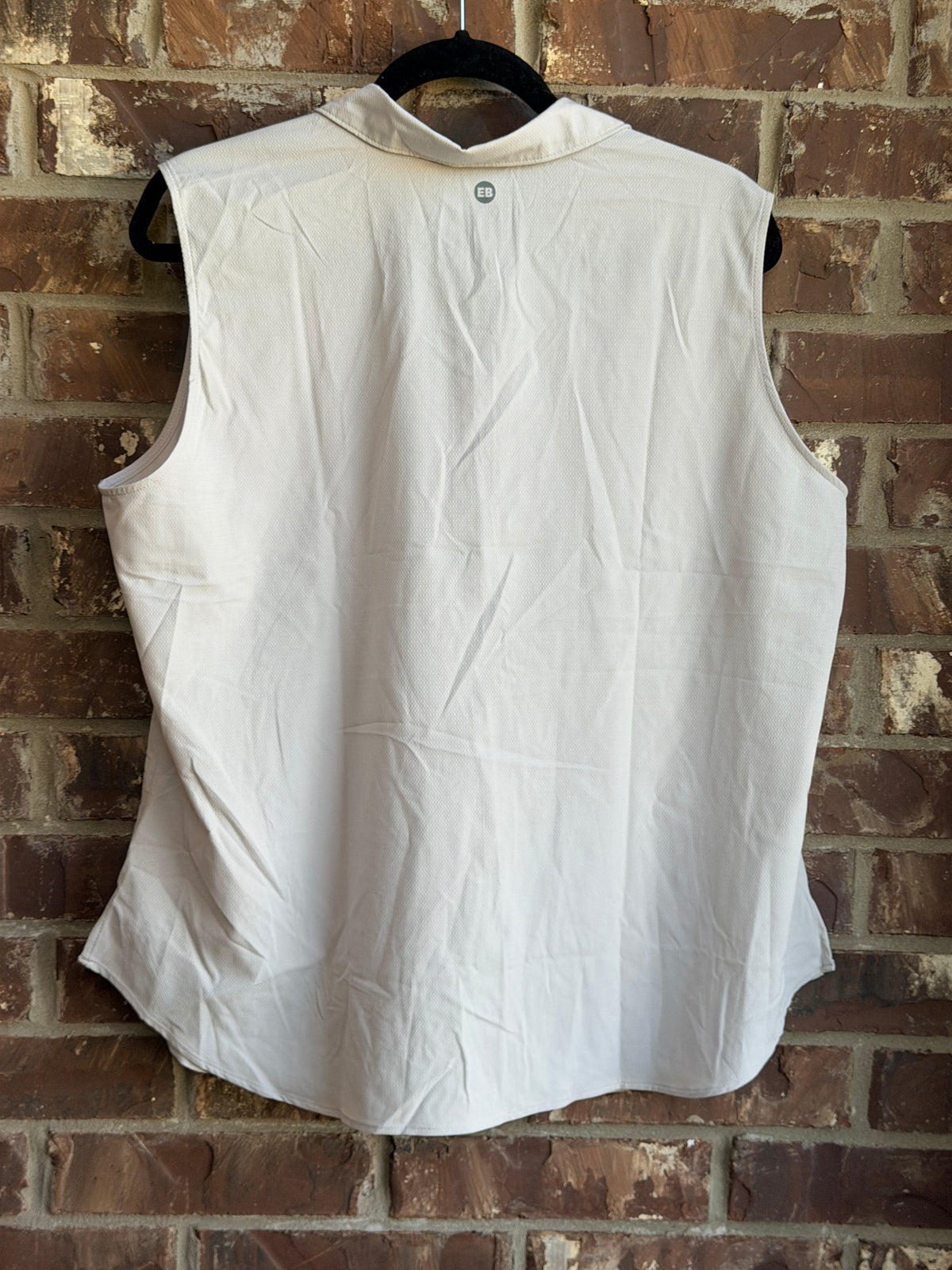 Eddie Bauer Women's XL Sleeveless Tech Shirt Gray Button Front Hiking Outdoor NWT