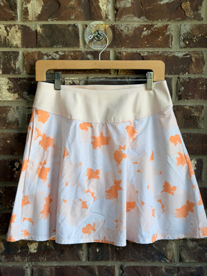 Puma Women's Floral Golf Skort Size Medium White Orange Pleated Athletic Skirt