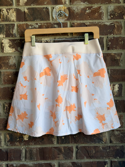 Puma Women's Floral Golf Skort Size Medium White Orange Pleated Athletic Skirt